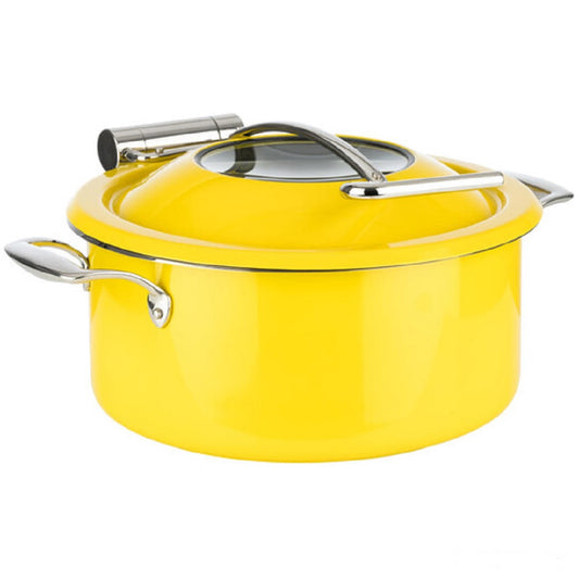 DINER WARES Chafing Dish SS with Glass Window & Induction Sandwhich Bottom 4.5 ltr. [Yellow]