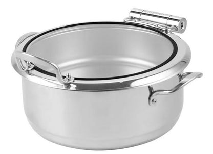 DINER WARES Chafing Dish SS with Glass Window & Induction Sandwhich Bottom 4.5 ltr [Silver]