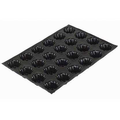 DINER WARES Black Teflon Coated Tray Mould 60 x 40 cm, Flower Shaped Slots