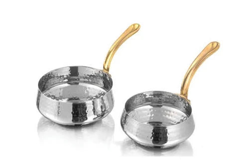 DW Belly Pan SS with Brass Handle Hammered