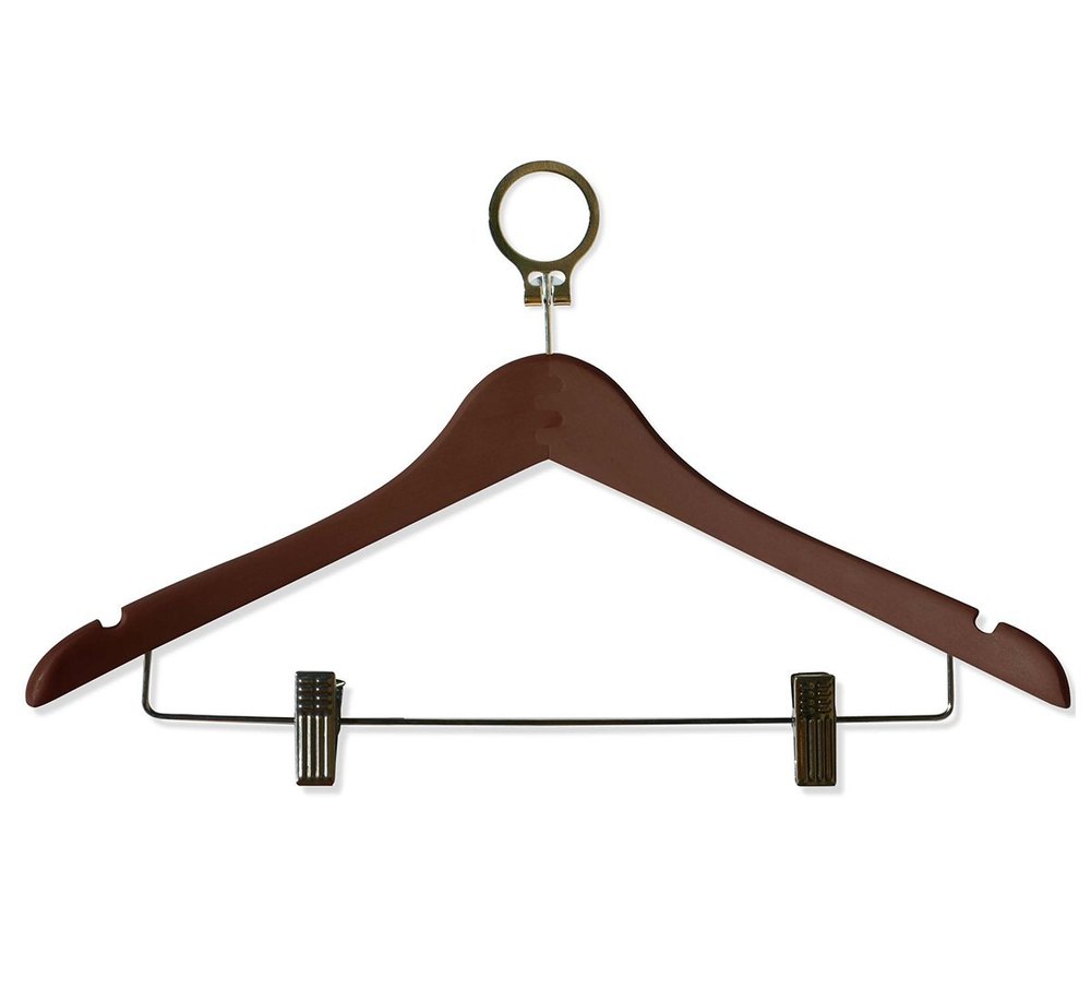 DINER WARES Wooden Anti Theft Hanger Dark Brown color