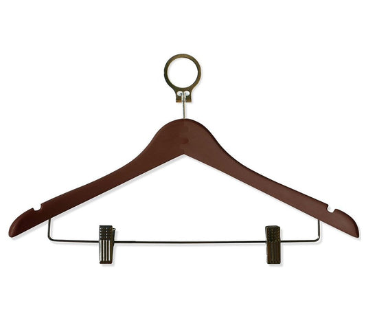DINER WARES Wooden Anti Theft Hanger Dark Brown color