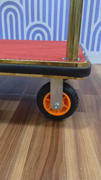 DINER WARES Bellmans Bird Cage Luggage Trolley Brass / SS Finish and Black / Red Carpet Economy