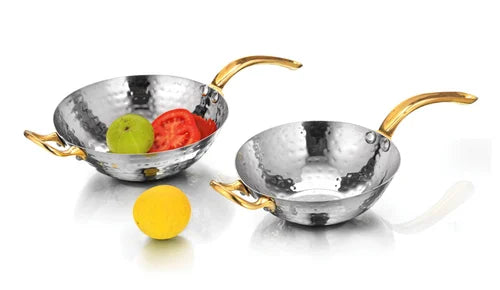 DW Wok Pan with Brass Handle Hammered